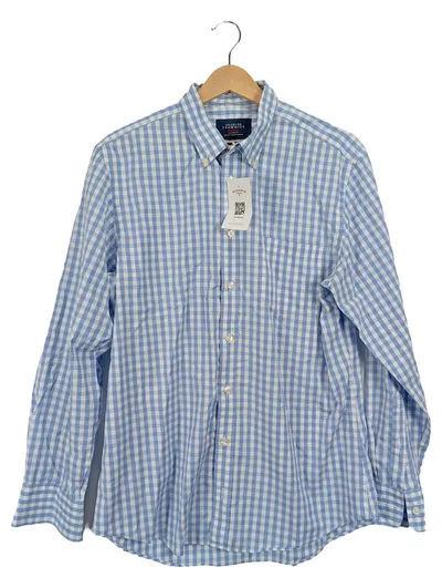 Charles Tyrwhitt Herren Business Hemd kariert Blau Gr. 48;M Baumwolle