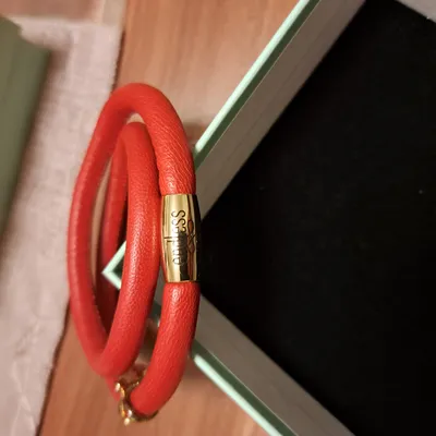 Endless Damen Leder Armband Rot Herz Anhänger 39cm