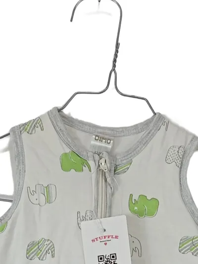 DIMO-TEX Baby Schlafsack Elefanten Muster Gr. 62/68 Grau Grün