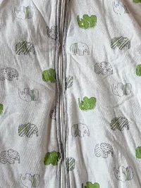DIMO-TEX Baby Schlafsack Elefanten Muster Gr. 62/68 Grau Grün 3