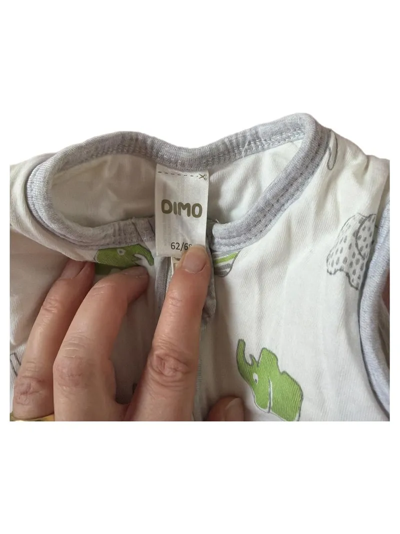 DIMO-TEX Baby Schlafsack Elefanten Muster Gr. 62/68 Grau Grün 4
