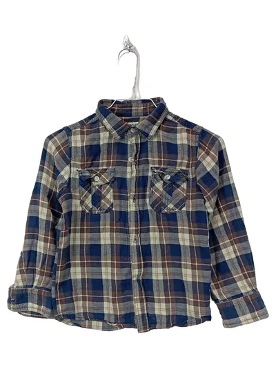 Oskar's Flanellhemd Kinder Gr. 122 kariert blau braun Baumwolle