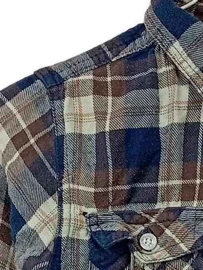 Oskar's Flanellhemd Kinder Gr. 122 kariert blau braun Baumwolle