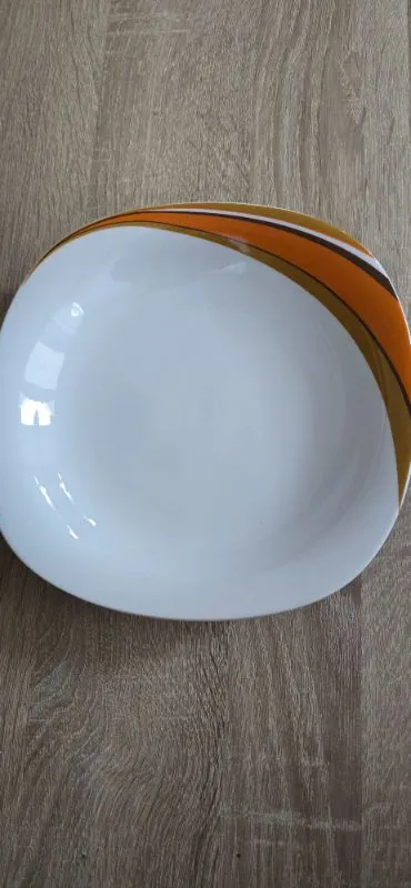 Schirnding Bavaria Suppenteller Porzellan Orange Braun Dekor 23cm Retro
