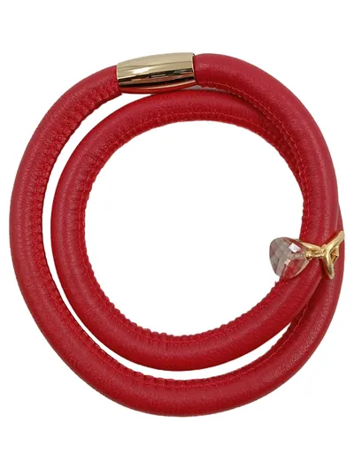 Endless Damen Armband Leder Rot Modern mit Anhänger 39cm