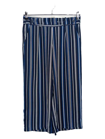 CANDA Premium Damen Stoffhose Culotte gestreift Blau Gr. 36 S