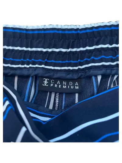 CANDA Premium Damen Stoffhose Culotte gestreift Blau Gr. 36 S