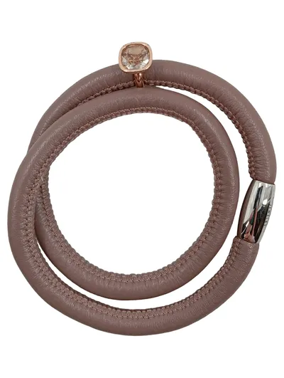 Endless Damen Leder Armband Rosa mit Edelstein 38cm Elegant