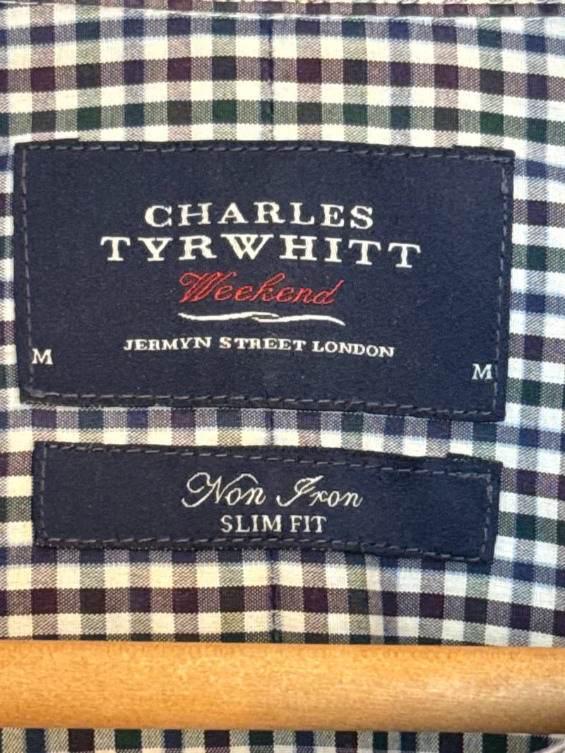Charles Tyrwhitt Herren Business Hemd kariert Gr. M Langarm Blau 3