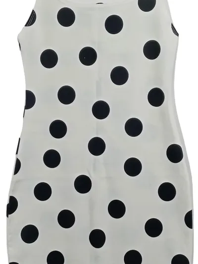 ZARA TRAFALUC Damen Cocktailkleid Weiß Polka Dot Gr. M Elegant