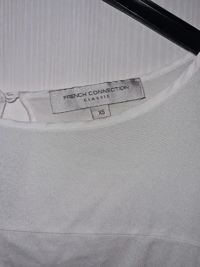 French Connection Damen Bluse Weiß Gr. XS 3/4-Arm Viskose Elegant