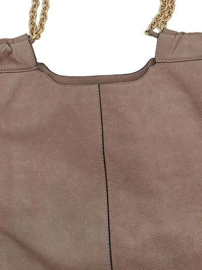 & Other Stories Damen Henkeltasche Leder Beige Goldkette Casual