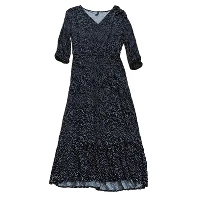 Laura Torelli COLLECTION Maxikleid Punkte Rüschen Viskose Schwarz 3XL