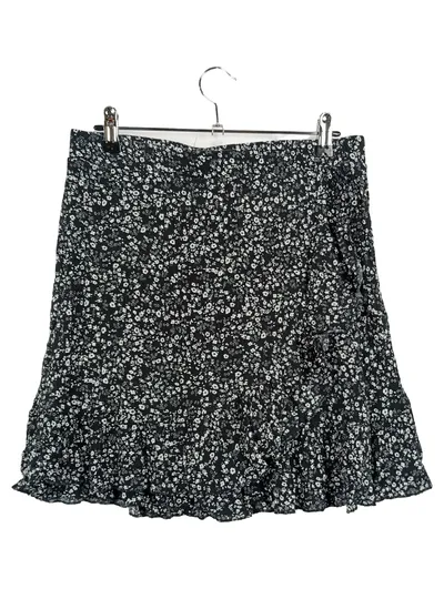 Hollys Damen Faltenrock Gr. 40/L Schwarz Blumenmuster Casual