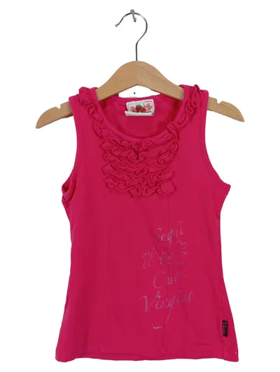 Vingino Mädchen Top Shirt Ärmellos Pink Rüschen Gr. 116 Feminin