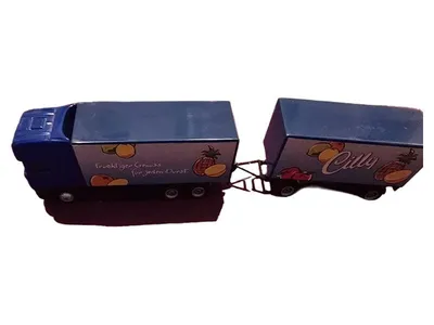 Wörlein GmbH LKW mit Anhänger Spielzeugauto Kunststoff Blau 20 cm
