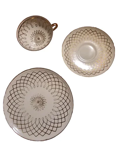 Winterling Kaffeeservice 3tlg Tasse Untertasse Kuchenteller Vintage Beige