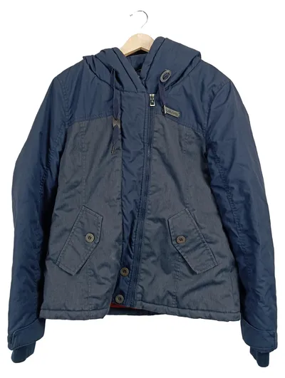 SUBLEVEL Damen Steppjacke Gr. 42/XL Blau Kapuze Freizeit Outdoor Gesteppt
