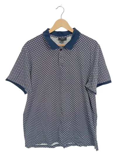 SMOG Poloshirt Herren XL Blau Gepunktet Kurzarm Regular Fit