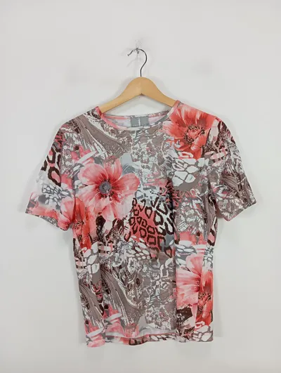 FAIR LADY Damen T-Shirt Blumenmuster Mehrfarbig Gr. 38/M Feminin