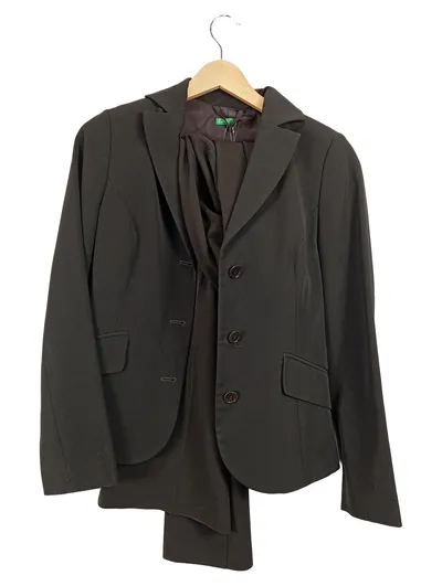 Benetton Hosenanzug Business Damen Anzug Braun Gr. 38 M Polyester