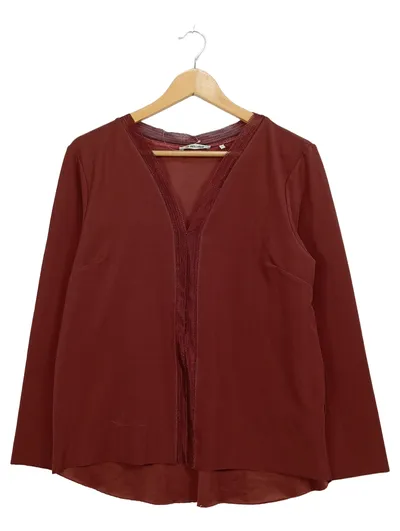 Rich & Royal Damen Bluse Langarm V-Ausschnitt Braun Gr. XL 44