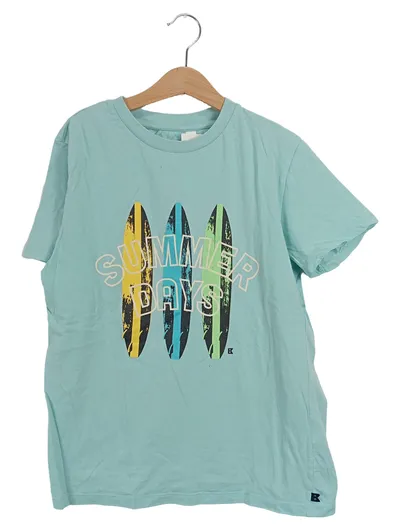 Okaïdi Kinder T-Shirt Jungen Gr. 152 Türkis Casual Summer Surf Print