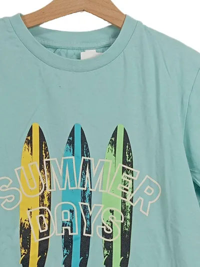Okaïdi Kinder T-Shirt Jungen Gr. 152 Türkis Casual Summer Surf Print