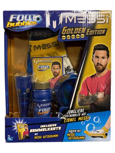 Messi FootBubbles Golden Edition Jonglierset mit Sammelkarte Autogramm