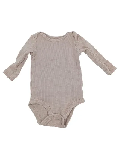 MOON Organics Baby Body Langarm Waffelstrick Beige Gr. 69 Unisex