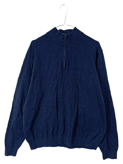 MNG Collection Herren Pullover Troyer Gr. M Blau Meliert Langarm Baumwolle
