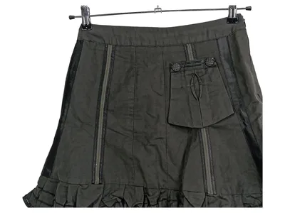 TRICOT CHIC Damen Minirock Gr. 34/XS Oliv Rüschen Baumwolle