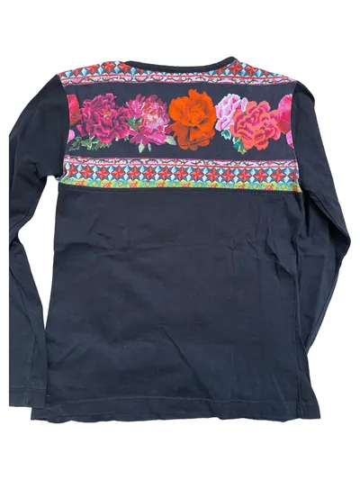 Desigual Kinder Langarmshirt Blumenmuster Pailletten Gr. 110/116