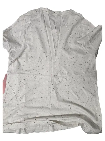 M&S Collection Damen T-Shirt Gr. 40/L Weiß Meliert Stickerei
