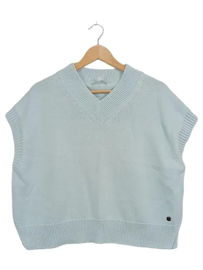 Better Rich Damen Pullunder Strickweste V-Ausschnitt Hellblau Gr. S