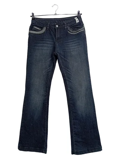 X-MALL Damen Jeans Hose Bootcut Blau Gr. 34 Casual Stretch