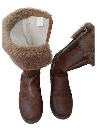 Barbarella Mädchen Winterstiefel Gr. 37 Braun Fell Sterne Glitzer Stiefel