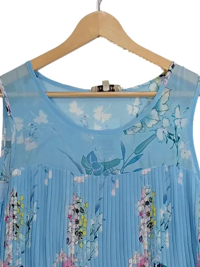 Sweet Miss Damen Bluse Blumenmuster Falten Blau Gr. 38/M Feminin