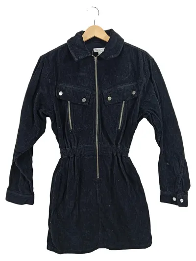 Topshop Corduroy Freizeitkleid Damen 34;XS Schwarz Reißverschluss Langarm