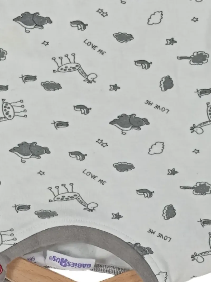 Babies R Us Langarmshirt Baby Gr. 56 Weiß Giraffe Elefant Wolken Baumwolle Shirt 2