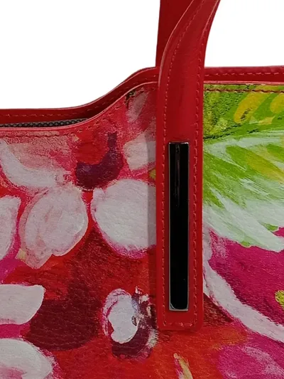 Mia Tomazsi Damen Henkeltasche Leder Blumenmuster Mehrfarbig Rot Italien