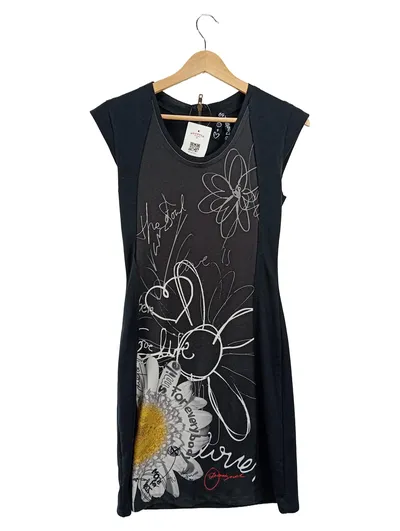 Desigual Damen Freizeitkleid Gr. 34 Schwarz Casual Florales Muster