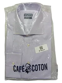 CAFÉ COTON Herren Business Hemd Gr. 40 Lila Langarm Baumwolle 1