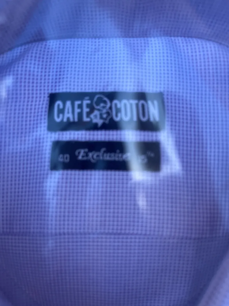 CAFÉ COTON Herren Business Hemd Gr. 40 Lila Langarm Baumwolle 5