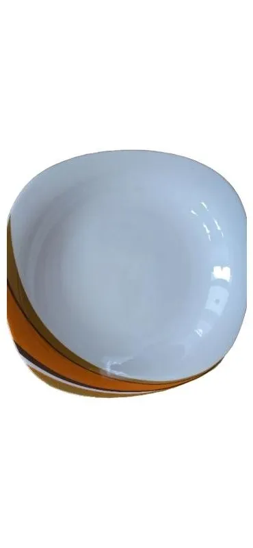 Schirnding Bavaria Essteller Porzellan Weiß Orange Streifen 23cm