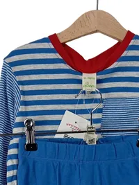 ALANA Kinder Schlafanzug Gr. 110/116 Blau Gestreift Baumwolle Pyjama 3