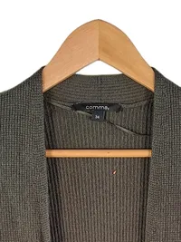 Comma Strickjacke Damen Oliv Rippstrick Viskose Wolle Kaschmir Gr. 34 XS 4