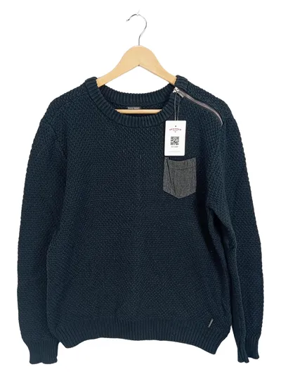 Bruno Banani Herren Strickpullover Gr. L Petrol Brusttasche Baumwolle