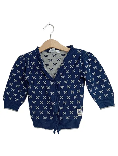 Feetje Strickjacke Mädchen Gr. 80 Blau Schleifenmuster Charmant