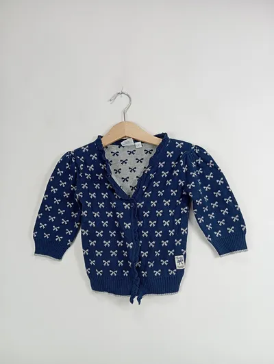 Feetje Strickjacke Mädchen Gr. 80 Blau Schleifenmuster Charmant